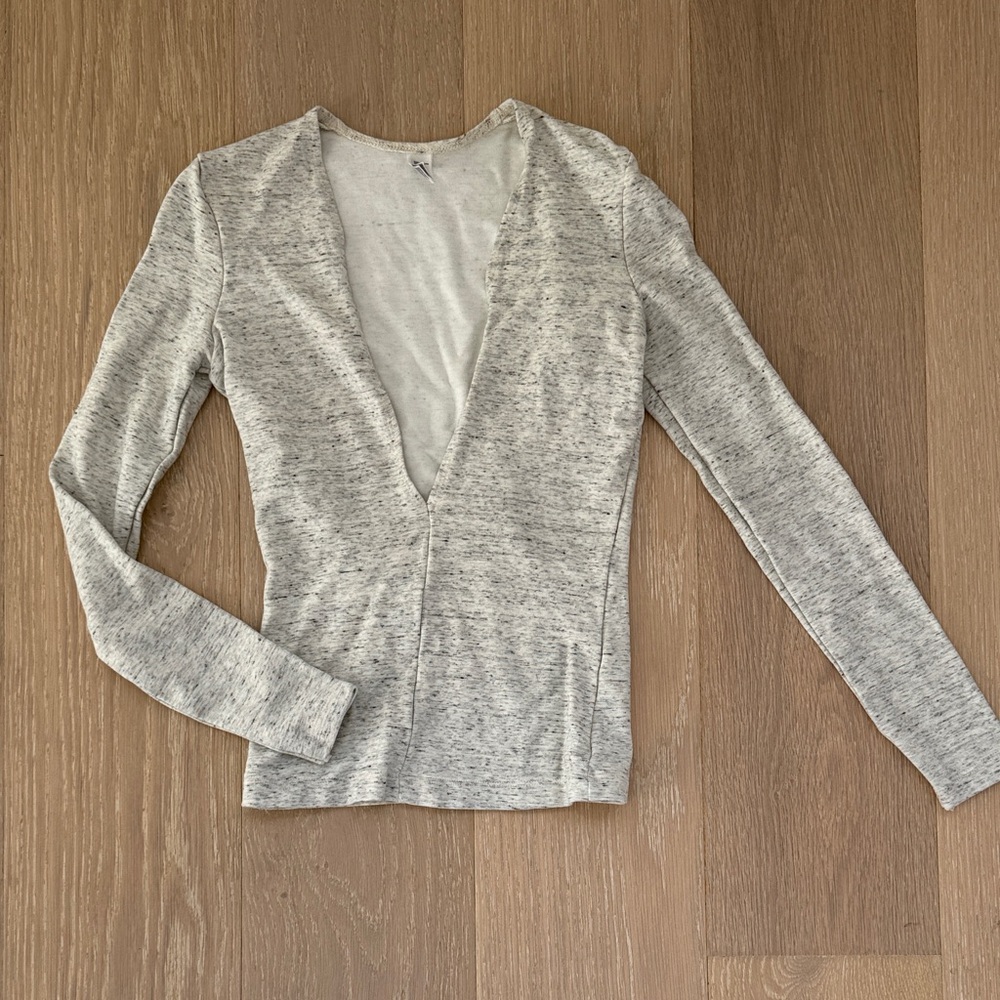 American Apparel Light Gray Long Sleeve V-Neck Tee